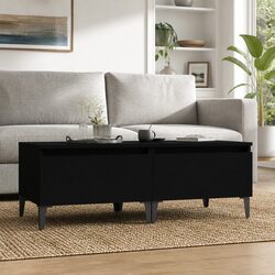 2 Piece Black Side Tables with Drawer Storage