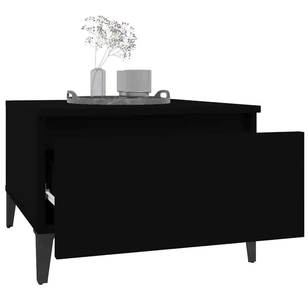 Side Tables Storage Drawer Black 50x46x35 cm 2 pcs