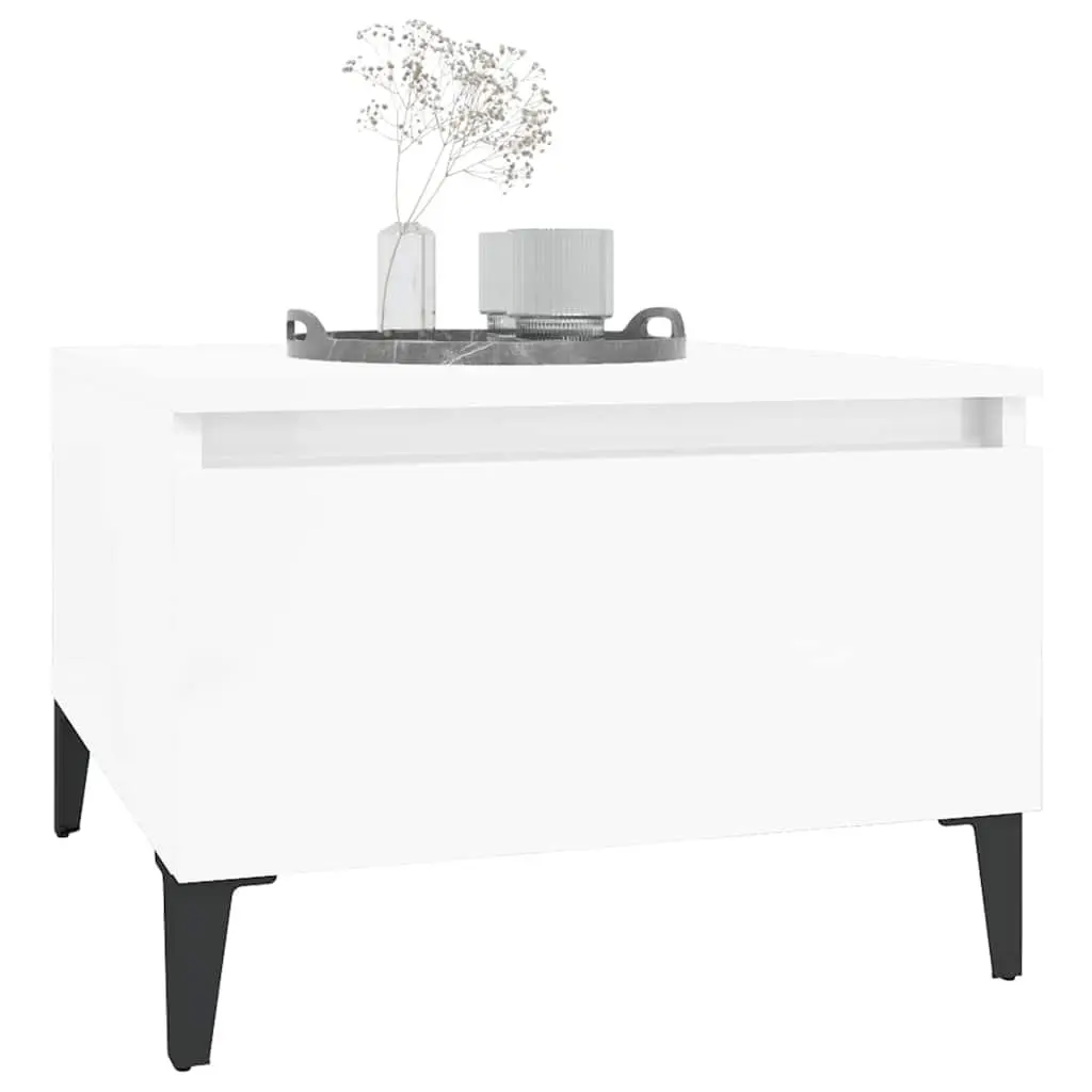 End Table White with Smooth Surface Drawer Storage Engineered Wood 50W x 46H x 35D cm