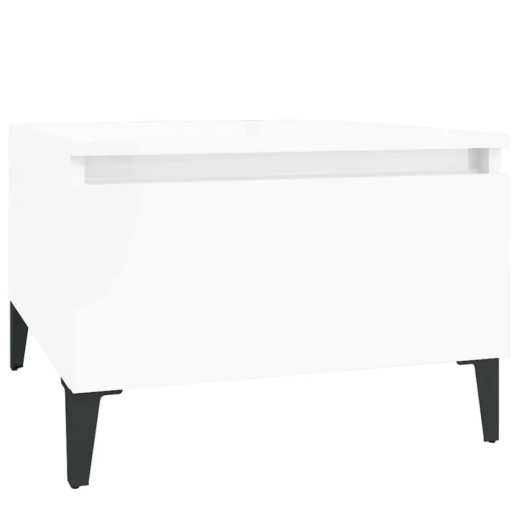 Side Tables Set of 2 Storage Drawer High Gloss White 50x46x35cm