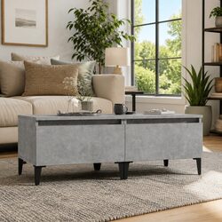 Grey Engineered Wood Accent Tables with Drawer Storage - Set of 2