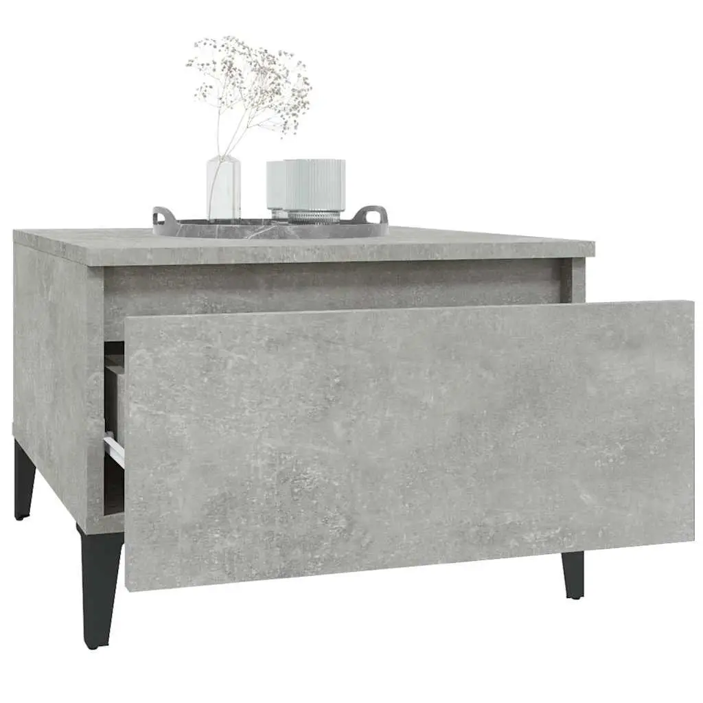 Set of 2 Accent Side Tables Grey Engineered Wood Industrial Style Drawer Storage 50x46x35cm