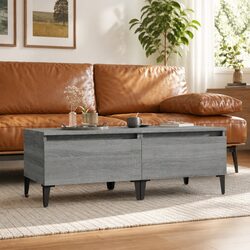 Set of 2 Side Tables in Grey with Drawer Storage