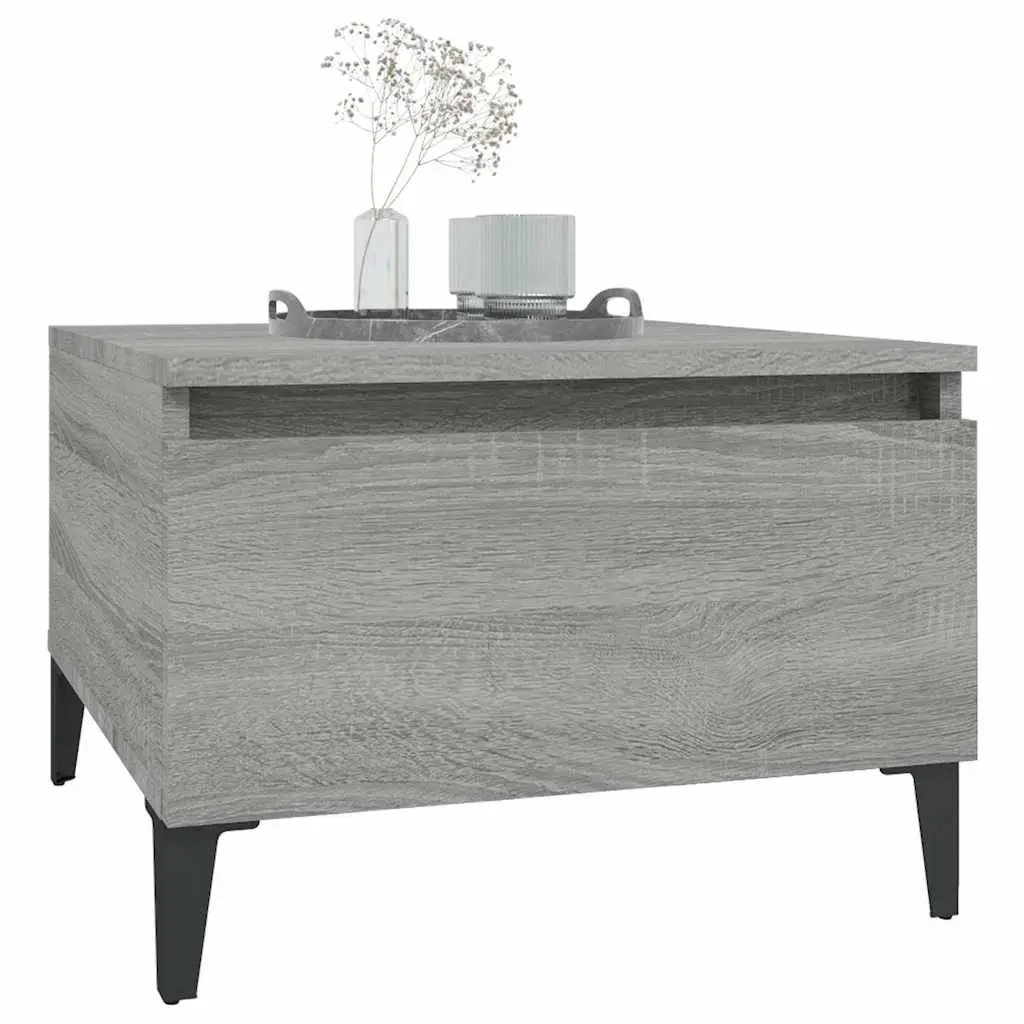 Set of 2 Accent Side Tables Grey Engineered Wood with Drawer Storage 50x46x35cm