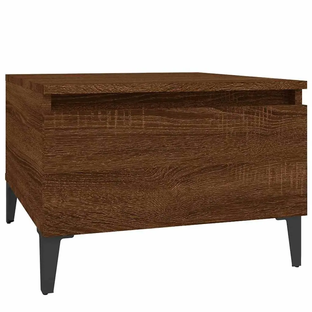 End Tables 2 pcs Brown Oak Industrial Side Table Engineered Wood Drawer Storage