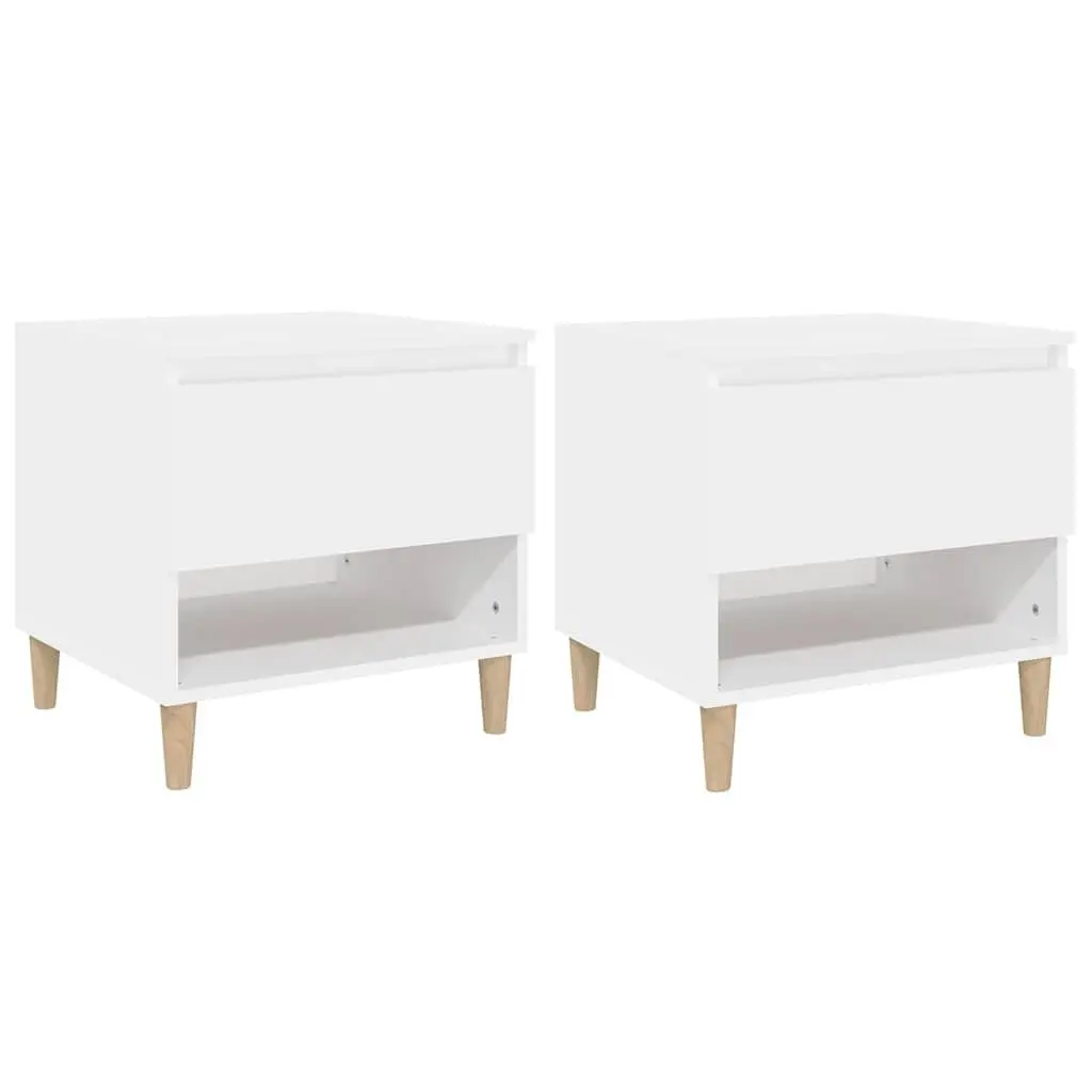 Bedside Tables 2 pcs White 50x46x50 cm Storage Nightstands Engineered Wood