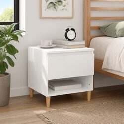 High Gloss White Bedside Table with Storage Compartment