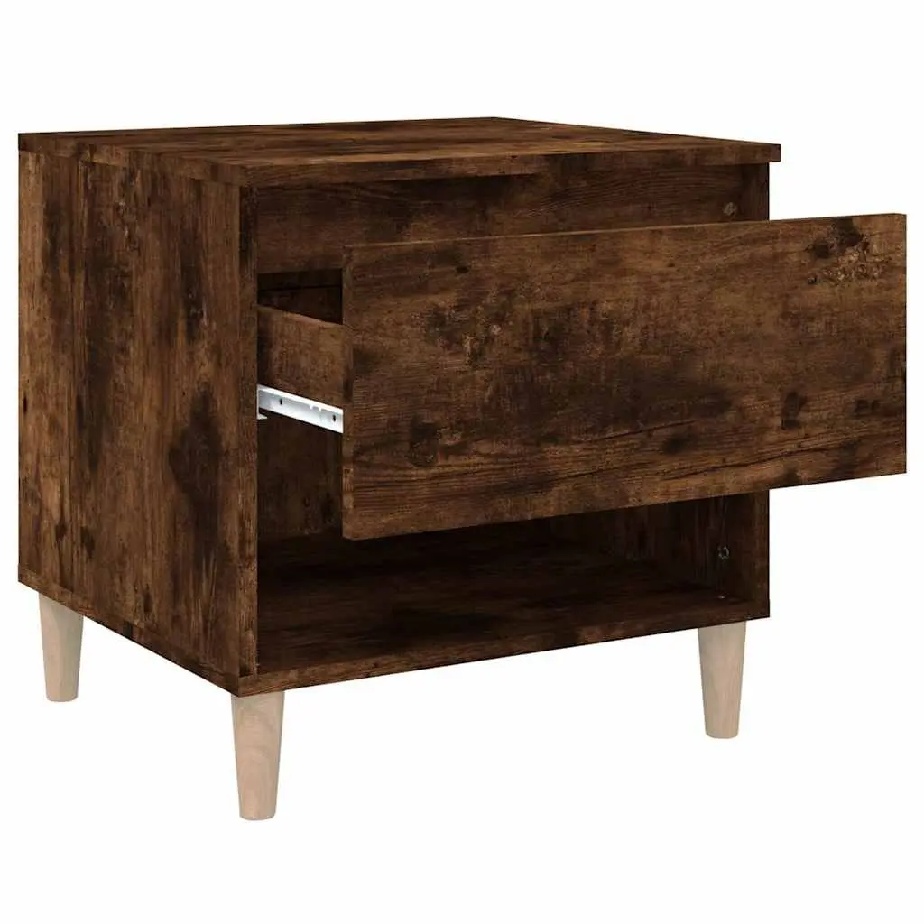 Brown Nightstands Set of 2 Engineered Wood Bedroom Storage Bedside Tables 50x46x50cm