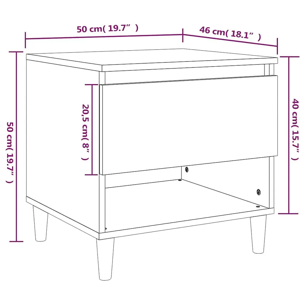 Bedside Tables Grey 50x46x50 cm Engineered Wood Nightstands 2 pcs
