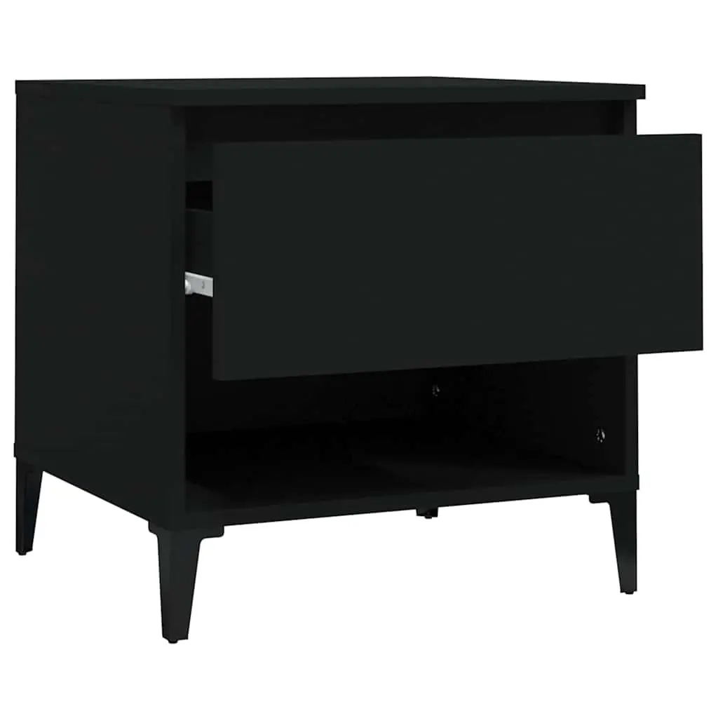 Side Table Engineered Wood with Drawer Storage Compartment 50cm Black