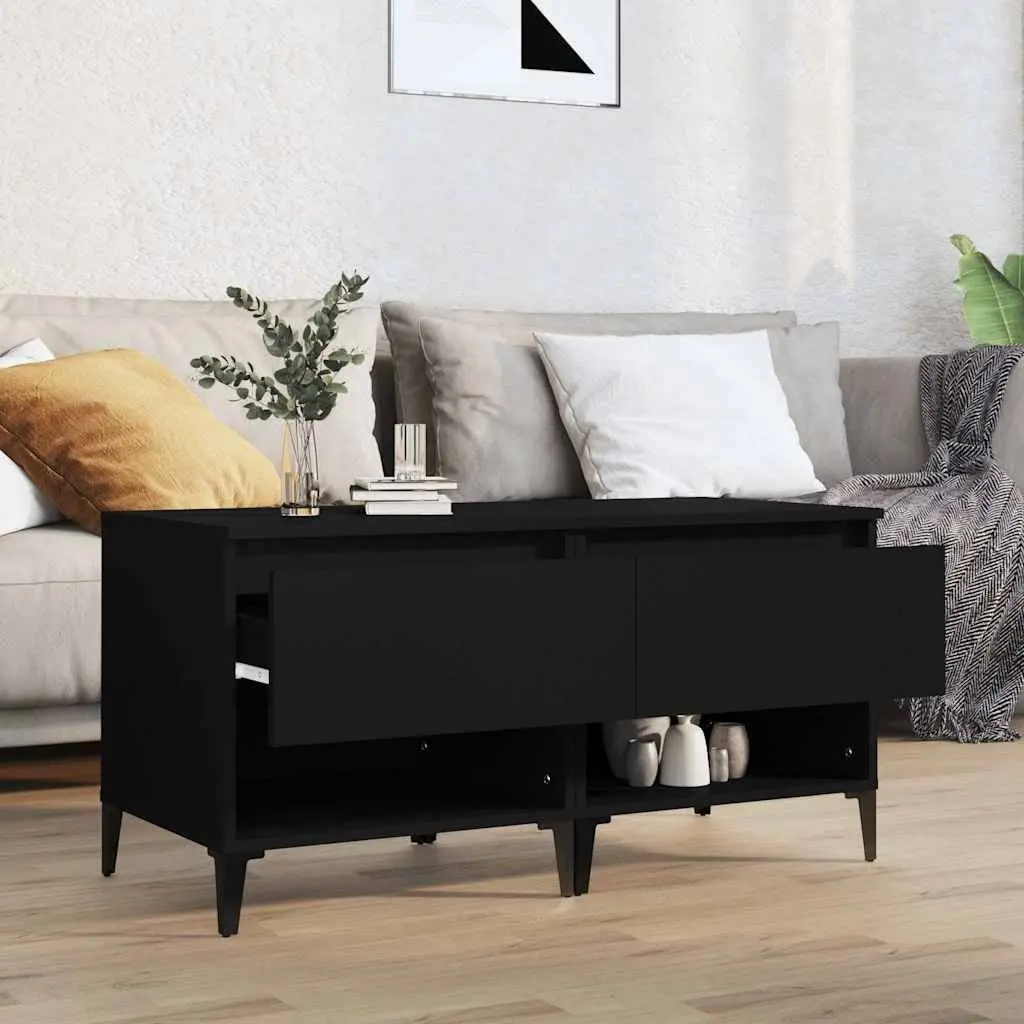 End Tables Storage Drawer Compartment 50 cm Black 2 Piece