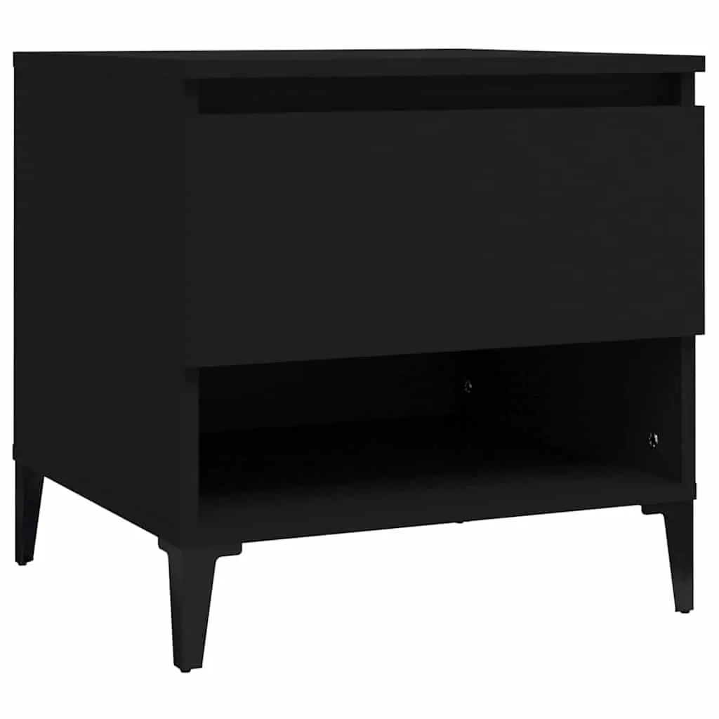 End Tables Storage Drawer Compartment 50 cm Black 2 Piece
