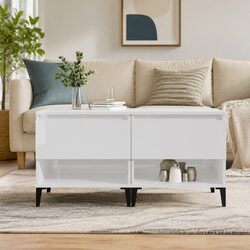 White High Gloss End Tables with Drawers and Compartments