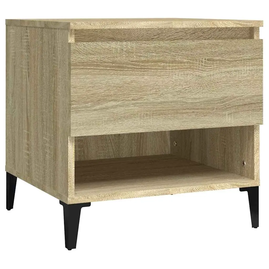 End Table Storage Drawer Compartment Brown Engineered Wood 50 x 46 x 50 cm