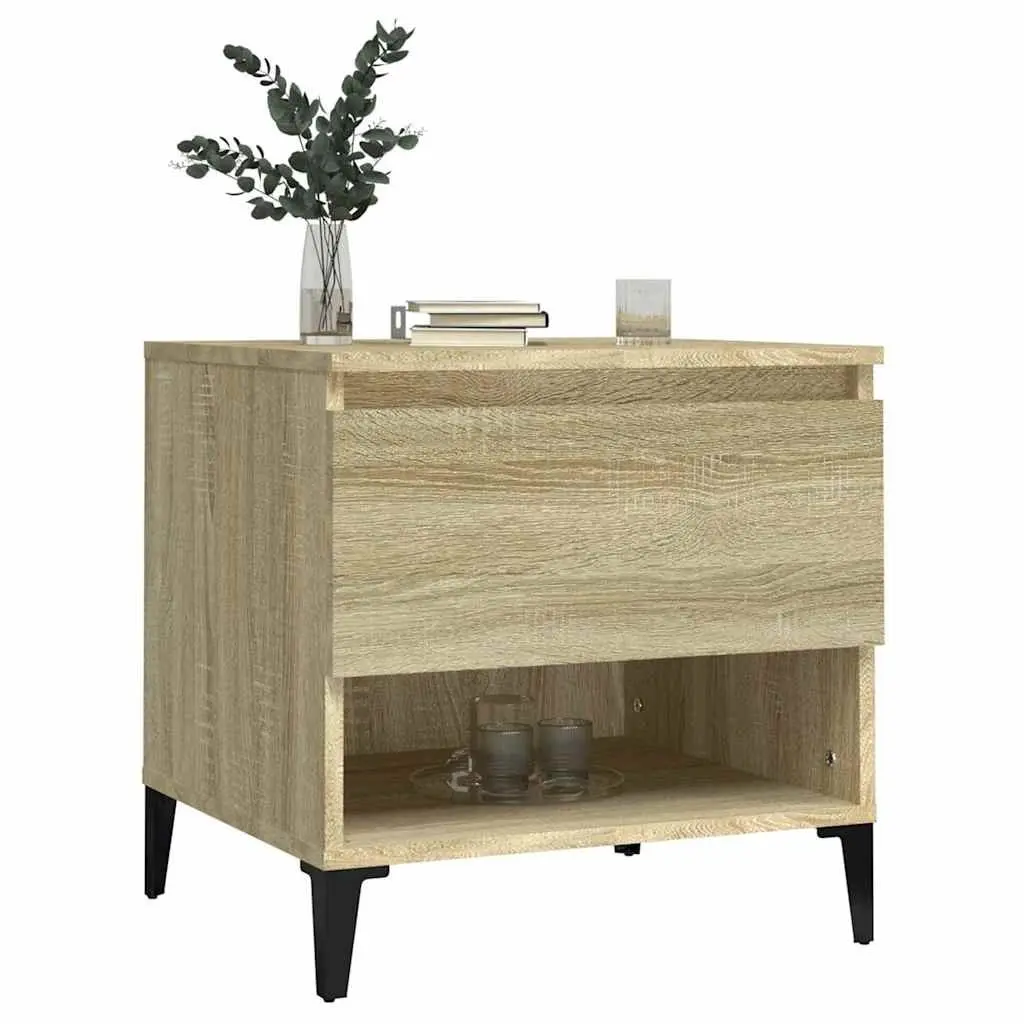 End Tables 2 pcs Brown Engineered Wood Side Tables with Drawer Storage