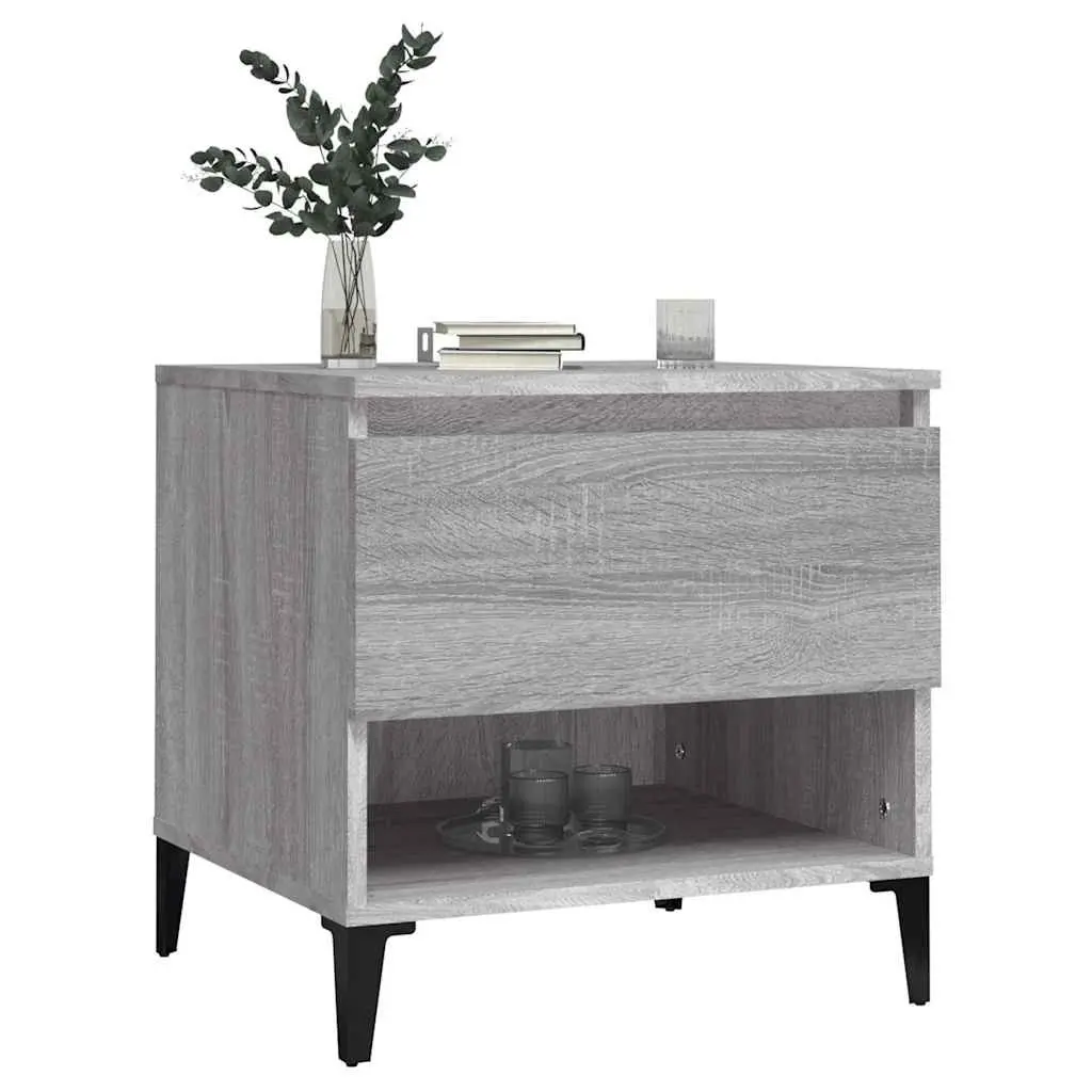 End Tables Storage Compartment 50 x 46 x 50 cm Grey 2 pcs Industrial Style