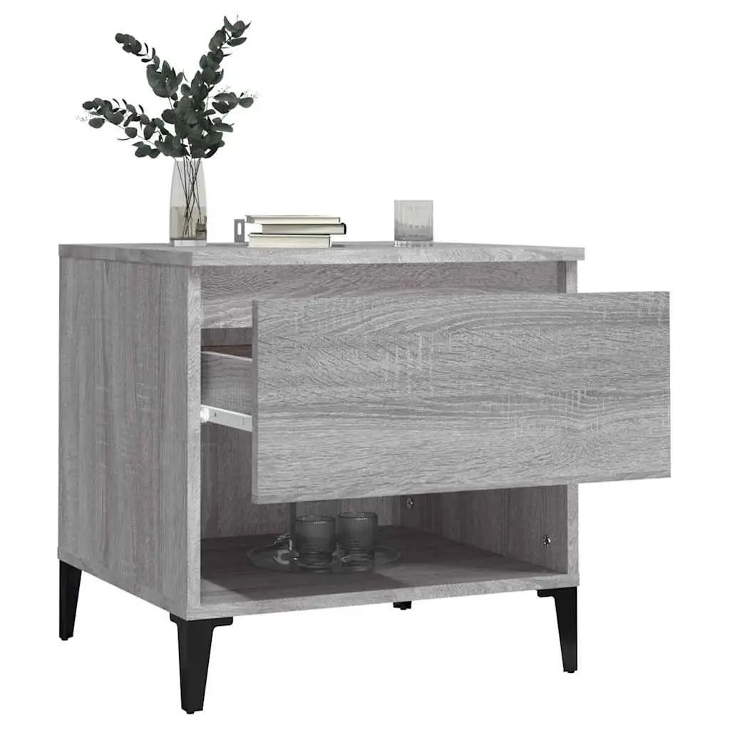 End Tables Storage Compartment 50 x 46 x 50 cm Grey 2 pcs Industrial Style