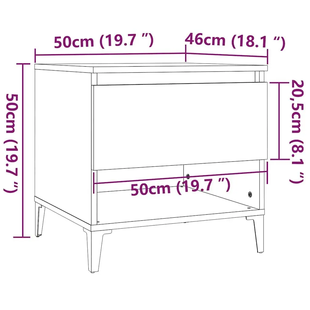 Side Tables Convenience Feature 50 x 46 x 50 cm Brown Oak Engineered Wood with Drawer Storage 2 pcs