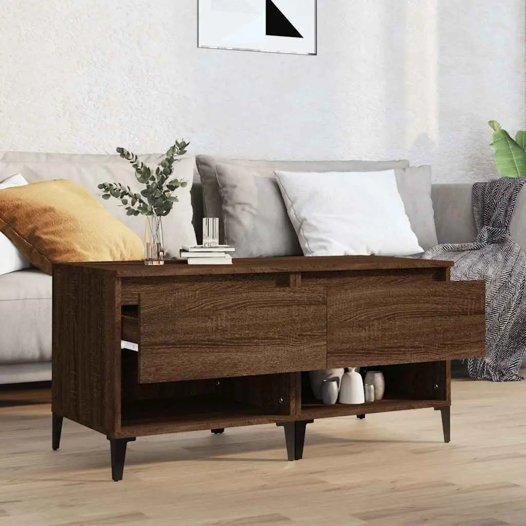 Side Tables Convenience Feature 50 x 46 x 50 cm Brown Oak Engineered Wood with Drawer Storage 2 pcs