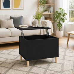 Lift-Top Coffee Table with Hidden Storage, Black 60x44.5x45 cm