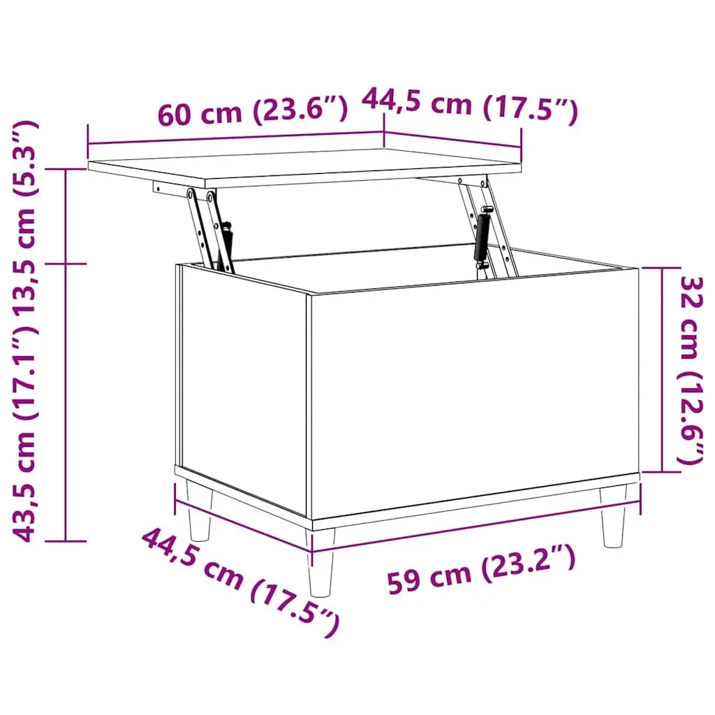 Lift-Top Coffee Table Convenience Black 60x44.5x45 cm