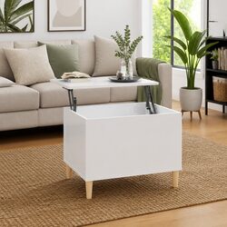 Engineered Wood White High Gloss Lift Top Coffee Table