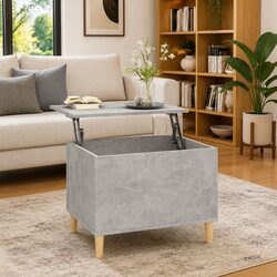 Grey Lift-Top Coffee Table with Hidden Storage