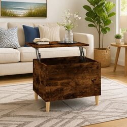 Lift Top Coffee Table in Brown Engineered Wood with Storage