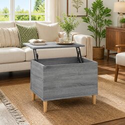 Engineered Wood Lift-Top Coffee Table in Grey