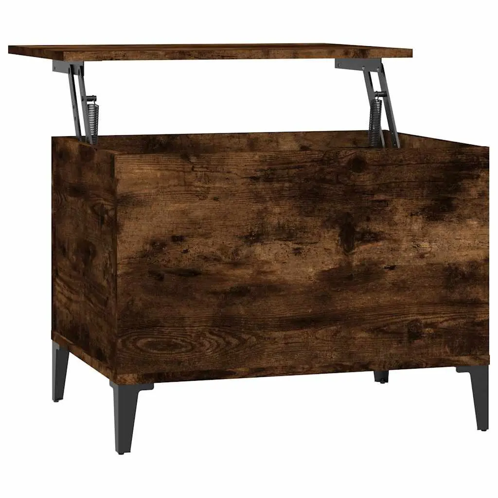Lift-Top Coffee Table Smoked Oak Brown Engineered Wood Storage Accent Living