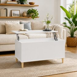 White Lift-Top Coffee Table for Modern Spaces