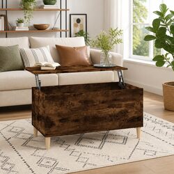 Smoked Oak Brown Lift Top Coffee Table with Storage