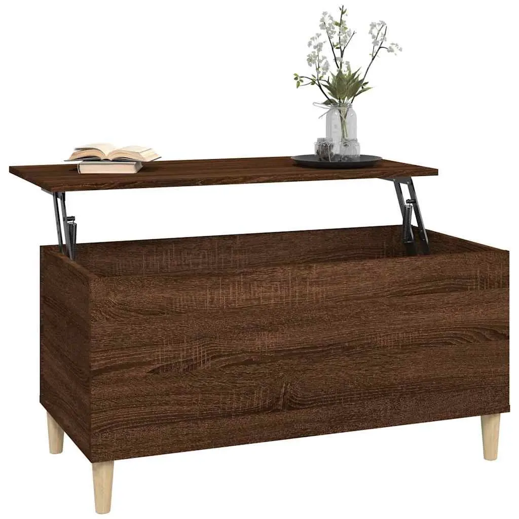Lift-Top Coffee Table Engineered Wood Storage Brown Oak 90x44.5x45cm