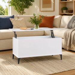 White Lift-Top Coffee Table with Hidden Storage