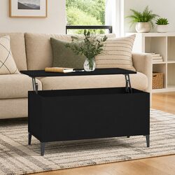 Black Engineered Wood Lift-Top Coffee Table