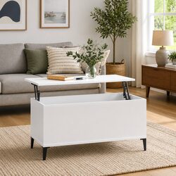 White High Gloss Coffee Table with Lift Top Mechanism