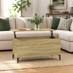 Brown Engineered Wood Coffee Table with Lift Top Feature