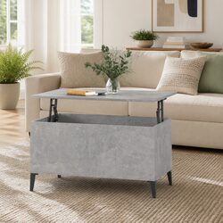 Lift-Top Coffee Table Grey Engineered Wood Dimensions 90L