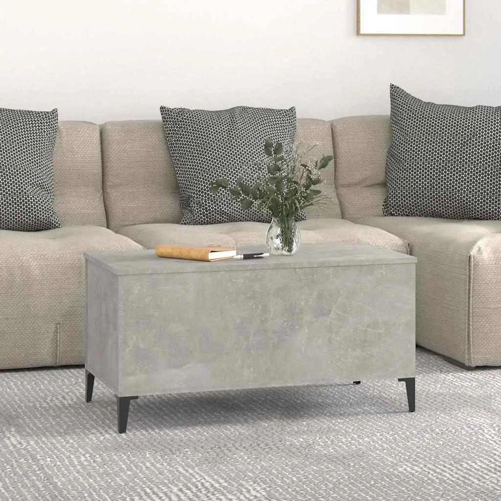 Lift-Top Coffee Table Grey Engineered Wood Storage Compartment 90cm