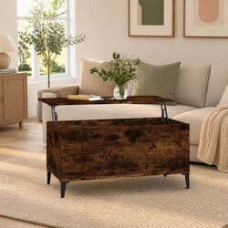 Brown Engineered Wood Lift-Top Coffee Table with Storage