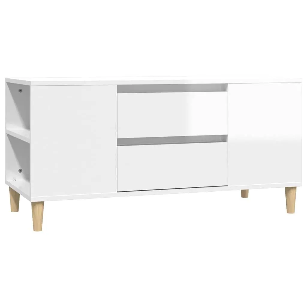 TV Cabinet Modern Storage Unit High Gloss White 102 cm