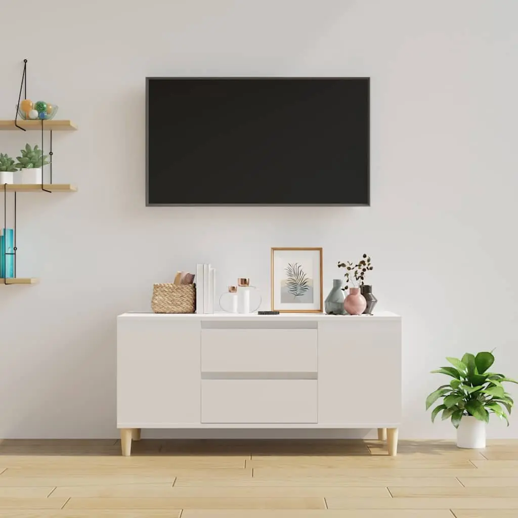 TV Cabinet Modern Storage Unit High Gloss White 102 cm