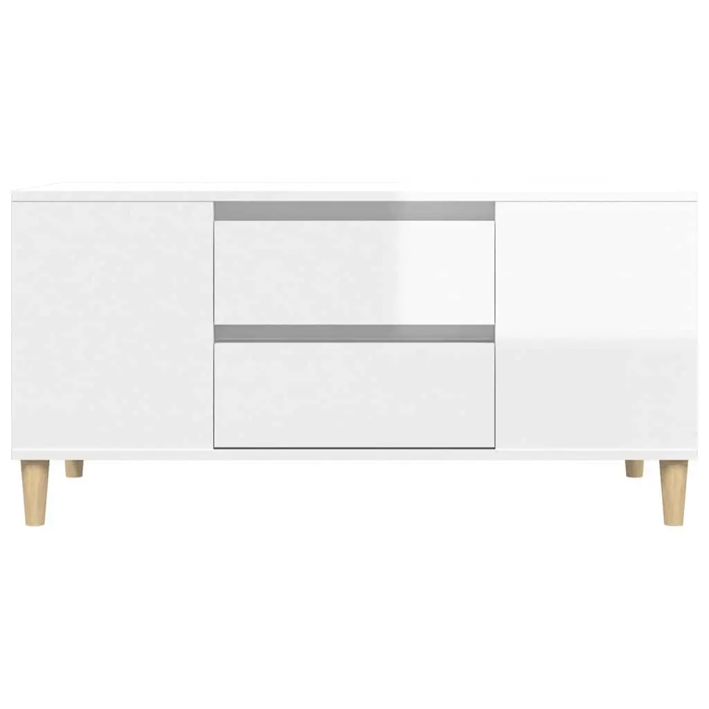 TV Cabinet Modern Storage Unit High Gloss White 102 cm