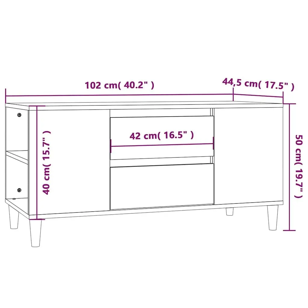 TV Cabinet Modern Storage Unit High Gloss White 102 cm