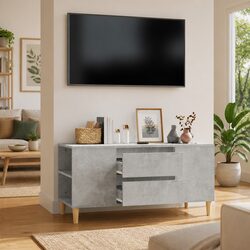 Scandinavian Grey TV Cabinet with 4 Storage Compartments