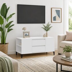 White Engineered Wood TV Cabinet 102x44.5x50 cm