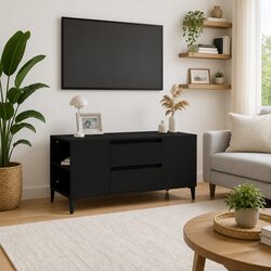 Engineered Wood Black TV Cabinet 102x44.5x50 cm
