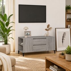 Engineered Wood TV Cabinet in Grey Sonoma with Storage
