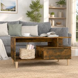 Coffee Table with Open Compartment and Drawer Storage