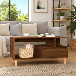 Engineered Wood Coffee Table with Storage Drawer and Compartments